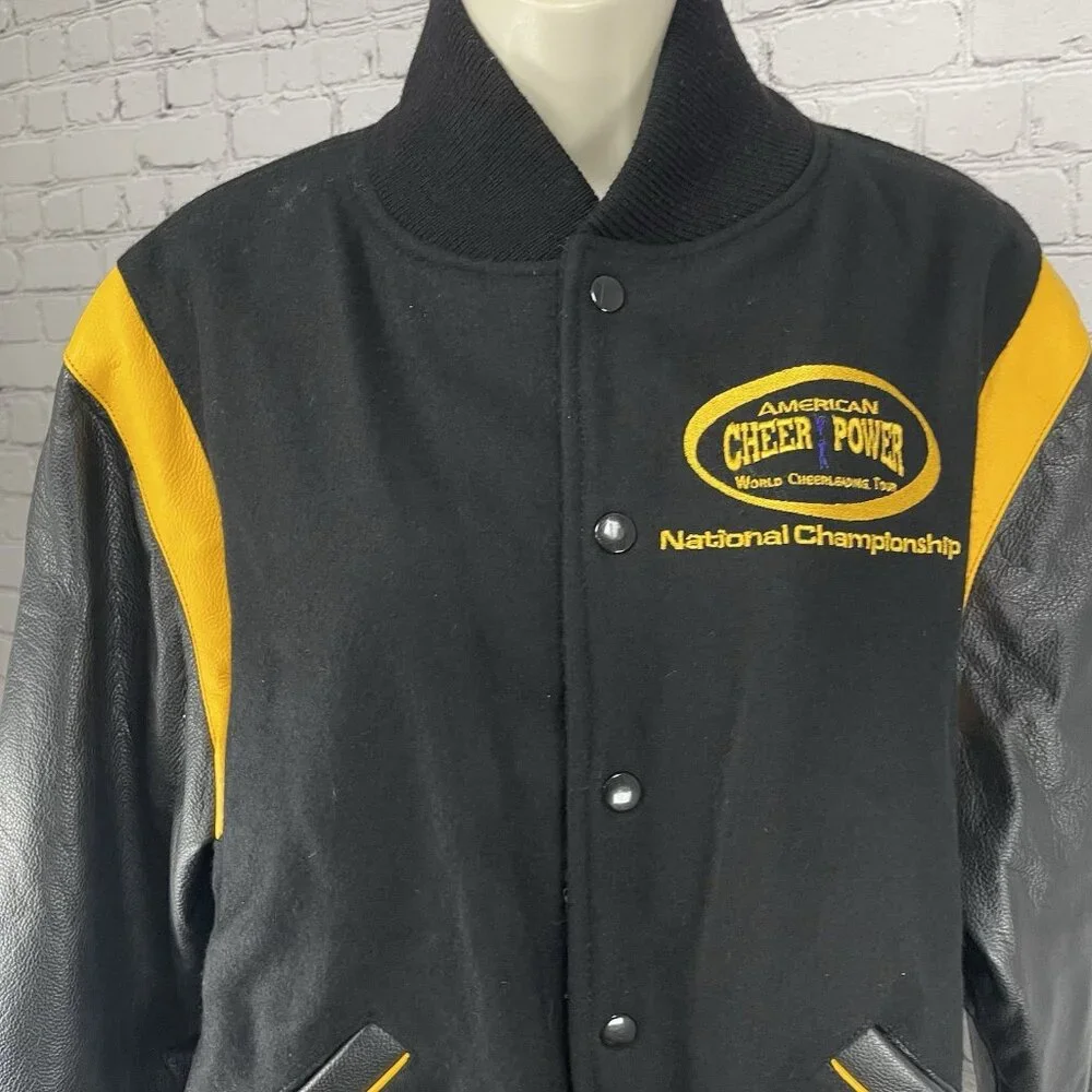 American Cheer Power Wool Leather National Champion Varsity Jacket Size Small S